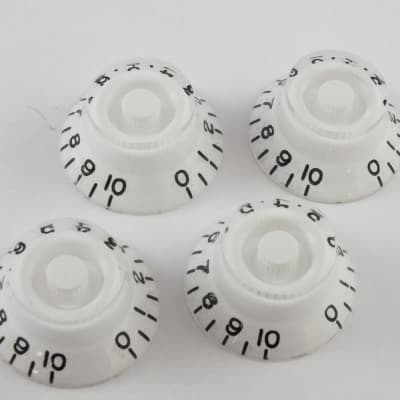 White Top Hat Bell Knobs fits USA Gibson guitars with 24 spline CTS Pots