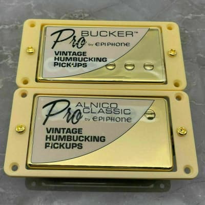 Epiphone ProBucker humbuckers Set Neck and Bridge pickups! Cream/Gold image 6
