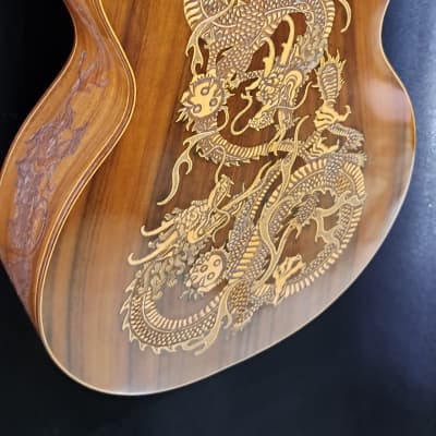 Blueberry NEW IN STOCK Handmade Acoustic Guitar Grand Concert Dragon image 17