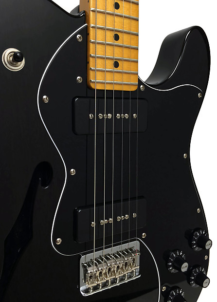 Fender Modern Player Telecaster Thinline Deluxe Electric Guitar - Black  Transparent