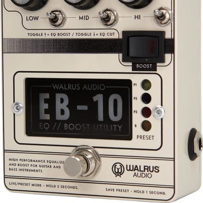 Walrus Audio EB-10 Preamp/EQ/Boost Pedal, Cream image 5