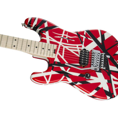 Used EVH Striped Series Left Handed Electric Guitar - Red/Black/White image 6