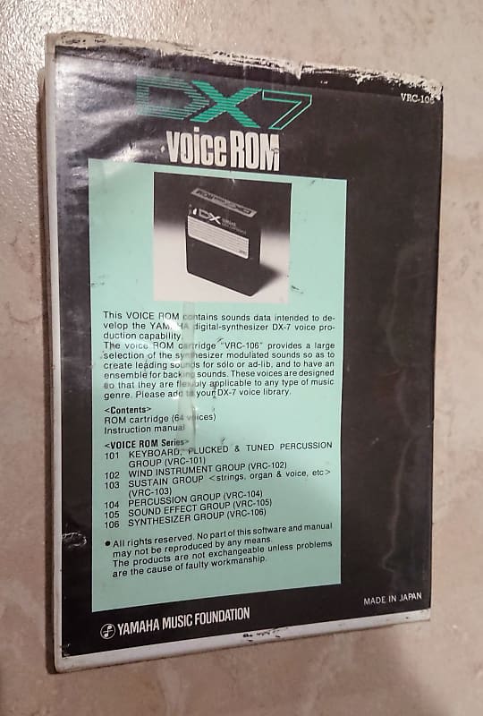 Yamaha DX7 Voice ROM 106 Synthesizer Group VRC-106 cart & case