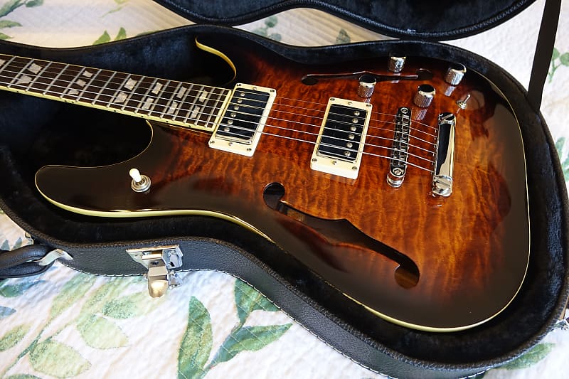 Schecter C-1 E/A , Semi-Hollow Body, Gloss Tobacco Burst, HH w/Piezo  Bridge, Hard Case, Excellent!