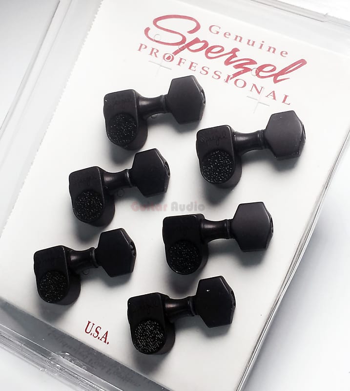 Sperzel 6-In-Line SOLID PRO Guitar Tuners Staggered Tuning Pegs - BLACK image 1