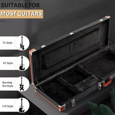 Electric Guitar Hard Case | Diamond Pattern for GST, GTL, 170, SG, and Burning Fire Style Guitars | Durable Wood & Plush Interior image 4