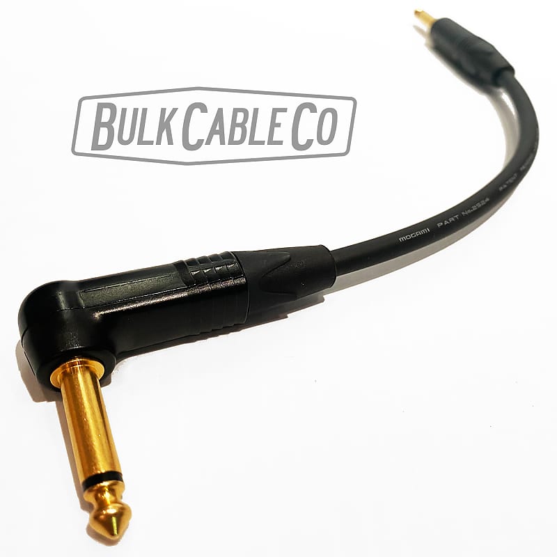 Mogami 2524 - 1 FT Guitar Cable - Neutrik Gold Connectors -  Right Angle RA Plug To Straight ST End image 1