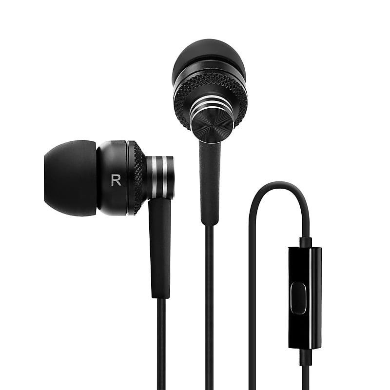 Edifier P270 In-ear Headset - Metallic Earbud Headphones with Mic and Remote Control - Black image 1