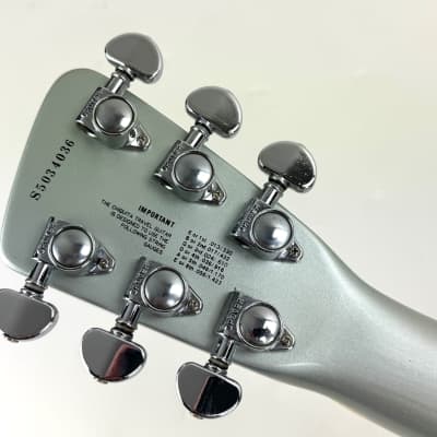 Erlewine Chiquita Travel Guitar, "Inca, Luna or Frost?" 1990 - Silver/Blue image 4