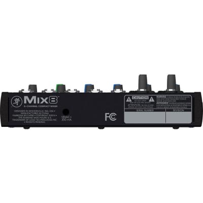 Mackie Mix8 8-Channel Compact Mixer, 20Hz to 30kHz Frequency Response, 3.8kOhms Mic-In / 1kOhms Tape Out / 22Ohms Phones Out Impedances, 2-Pin DC Conn image 15