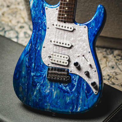 James Tyler USA Studio Elite HD-Blue Shmear Semi-Gloss HSS w/Rosewood FB, Faux Matching Headstock, Midboost & Bypass Button for sale