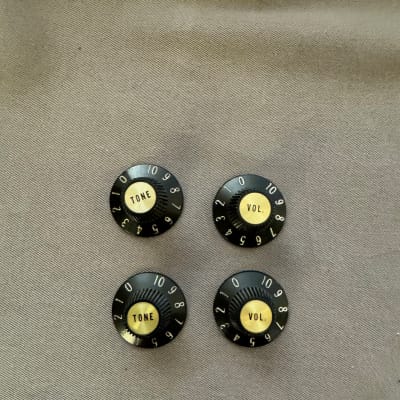 Gibson Vintage 1973 Les Paul Custom Witch Hat Knobs SG ES Gold Inserts 1972 1974 1975 1976 1970's image 2