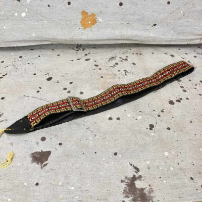 Vintage Ace Style Guitar Strap Woven Red, Yellow, and Black Circa 1960's 1970's image 3