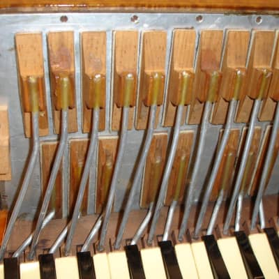Vintage Antique "USA" Birds-Eye Maple Military Accordion w/ Geib Case image 21