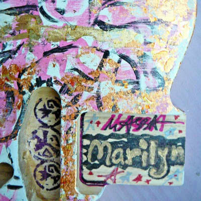 Massa Guitars USA Telecaster Guitar Body Marilyn Monroe 24K GoldLeaf  Haring Top 2022 image 6