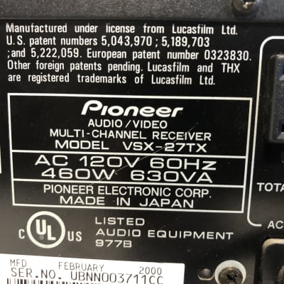 Pioneer Elite VSX-27TX Receiver HiFi Stereo Audiophile 5.1 Channel THX - PARTS image 8