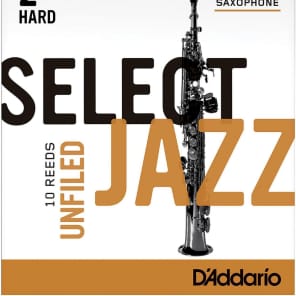 Rico RRS10SSX2H Select Jazz Soprano Saxophone Reeds, Unfiled - Strength 2 Hard (10-Pack)