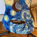 Luna Safari Starry Night 3/4 Size Travel Acoustic Guitar Starry Night Print