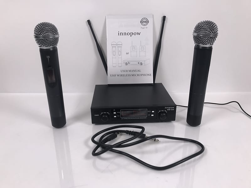 Innopow Wireless Microphone System 80 Channel Dual UHF Metal 200 240 Ft WM 333