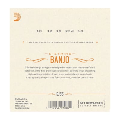 D'Addario EJ55 5-String Banjo Strings, Phosphor Bronze, Medium, 10-23 image 3