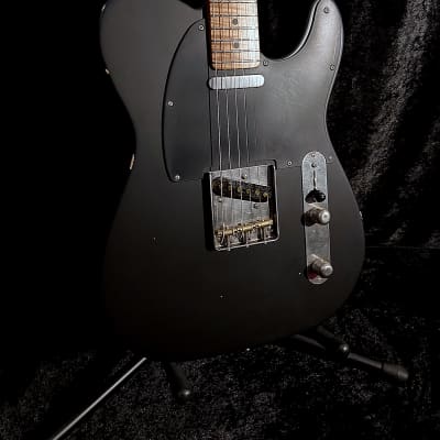 LsL T Bone One Matte Black Tele, Telecaster 5A Highly Figured Roasted Flame Maple Neck & Fretboard, Aged, Relic image 4