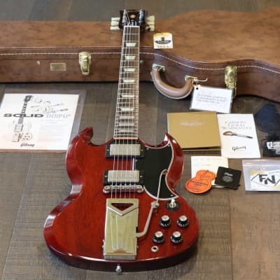 Unplayed! 2021 Gibson Custom Shop 60th Anniversary 1961 Les Paul SG Standard Reissue Cherry Red w/ Sideways Vibrola + COA OHSC
