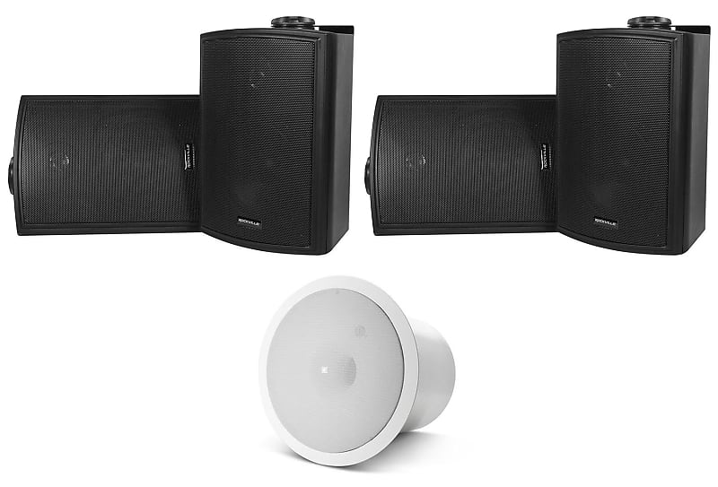 (4) Rockville HP5S-8 Black 5.25&quot; Swivel Home Theater Speakers+JBL Subwoofers  			