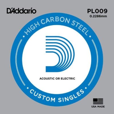 D'Addario PL09 Plain Steel Ball End .009 Single String image 1