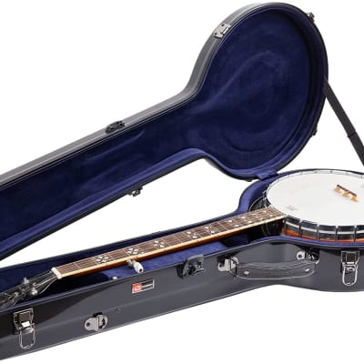 Crossrock 5 String Banjo Hard Case Fiberglass Hardshell  with Backpack Strap, Black image 5