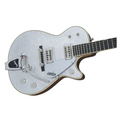 Gretsch G6129T-59 Vintage Select '59 Silver Jet 6-String Right-Handed Electric Guitar with Bigsby, Ebony Fingerboard, and Dual TV Jones Classic Pickups (Silver Sparkle) image 4