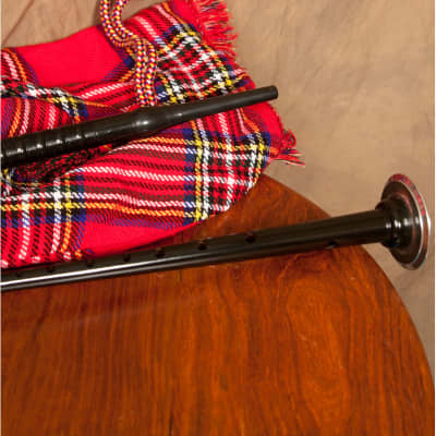 Roosebeck BAGDRT Full Size Sheesham Black Finish Bagpipe w/Red Tartan Cover,Pipe Chanter&Drone Reeds image 5
