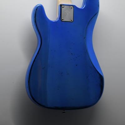Mirror Blue Partscaster Precision Bass. New All-Parts FENDER-licensed JAZZ Bass neck. Featherweight! image 3