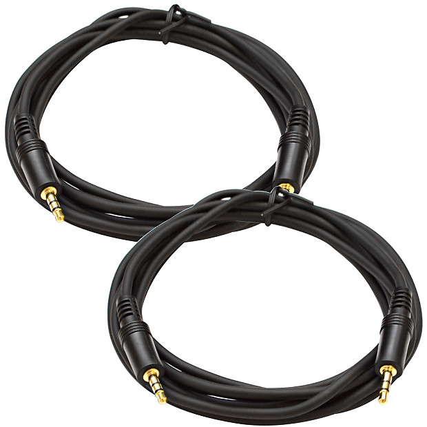 Seismic Audio SA-iE10-2PACK 1/8" TRS Stereo Male to Male Patch Cables - 10' (Pair) image 1