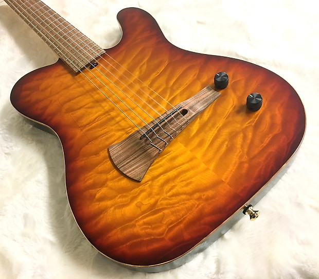 Sadowsky Electric Nylon String Guitar Quilted Maple Dark Cherry Burst