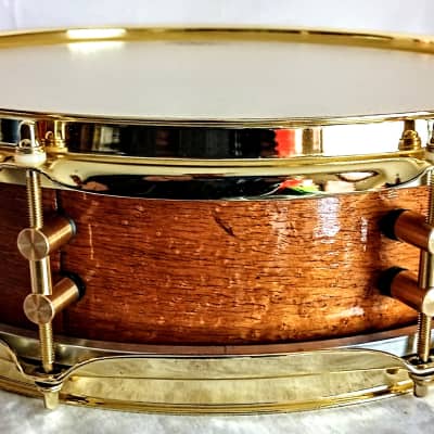 Unmarked ANTIQUE SNARE DRUM SHELL W/ RINGS 14 X 3&15/16"- FREE SHIP TO CUSA! Late 1920's to Early 40's - 1 ply Steambent Mahogany w/ Maple Rings & Bird's Eye Veneer image 4