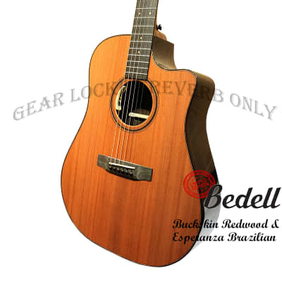 Bedell LTD-DC-RWBR Limited Edition Buckskin Redwood & Esperanza Brazilian Dreadnought cutaway with L.R. Baggs electronic guitar image 5