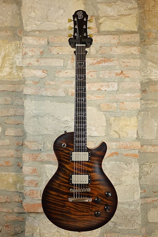 PATRICK JAMES EGGLE Macon Single Cut - RedWood 1 Piece with Ebony Parts - Double Stained and Burst image 1