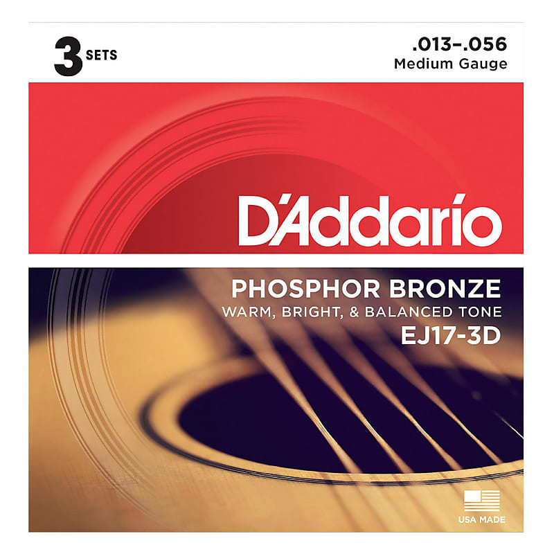 D'Addario EJ17 Phosphor Bronze Medium - 3 set pack image 1