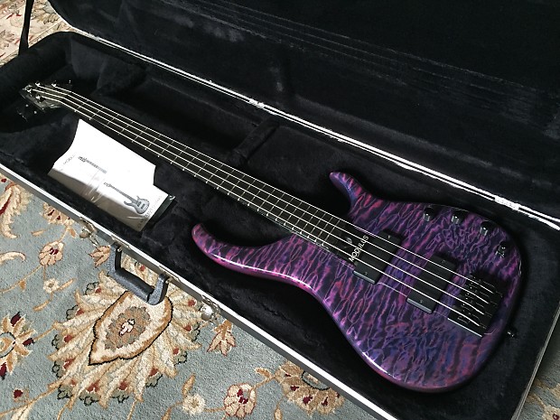 Modulus  Quantum 4 Bass Guitar 5A Quilt Top MAPLE NOS Bartolini - TOP OF LINE 2006 Purple Blue Black image 1