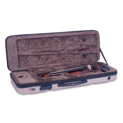 Crossrock CRA400VFCH 4/4 Violin oblong Hardshell Case in Champagne-Robot series zippered ABS molded image 3