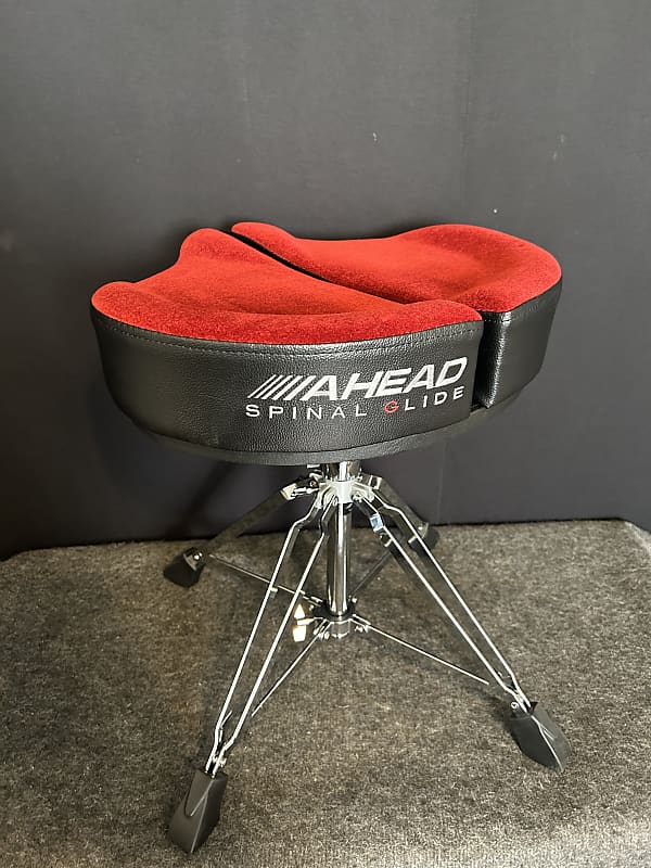 Ahead SpinalG 4leg Drum Throne with Saddle Seat Red Reverb