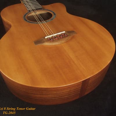 Bruce Wei Solid Indian Rosewood 8 String Tenor Guitar, MOP Vine Inlay TG-2045 image 3