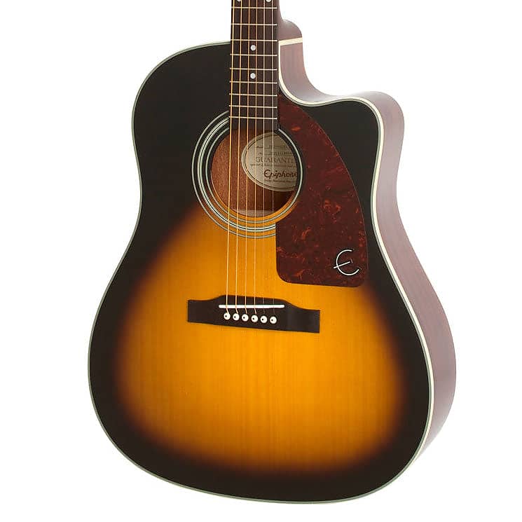 Epiphone J-15 EC Deluxe Acoustic Electric Guitar in Vintage Sunburst |  Reverb