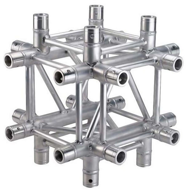 Global Truss SQ-4136 F34 12" Square Truss 1.64'/0.5m 6-Way T-Junction image 1