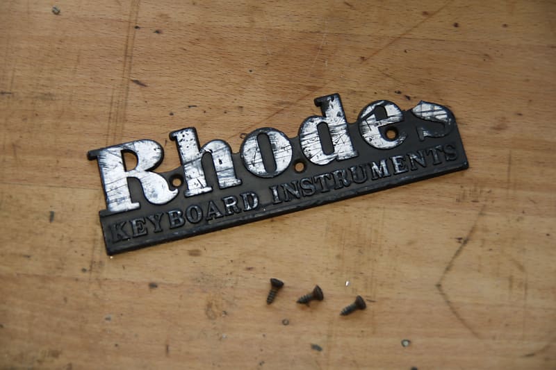 Genuine 1977 Rhodes Mk1 Stage 73-Key Hardware Large Rhodes Case Name Plate and 3 Screws for Electric Piano Mark I (Suitable parts for 1975-1979) image 1