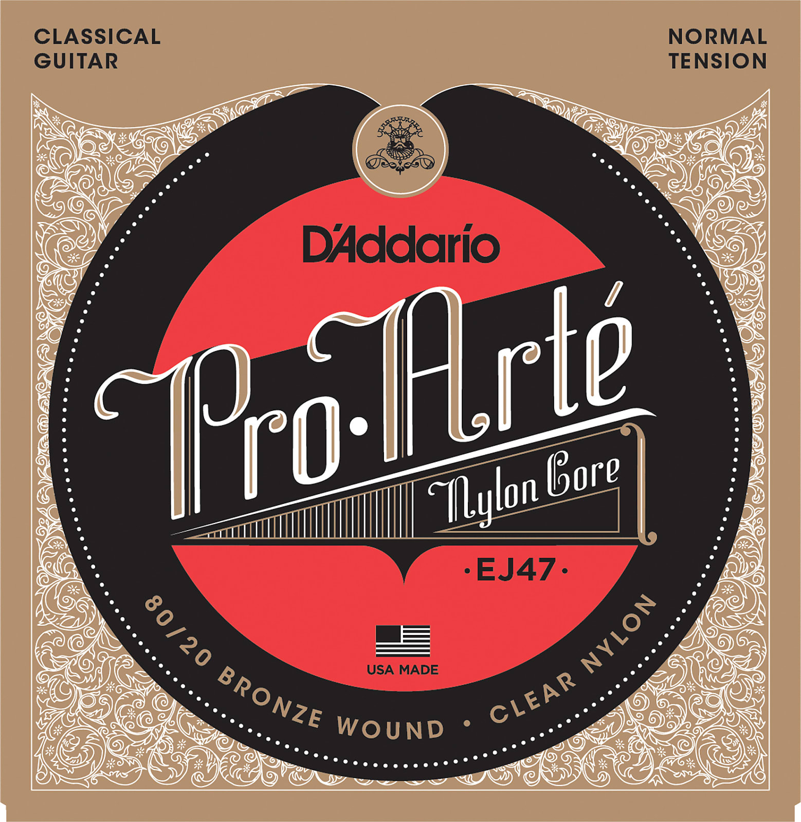 D'Addario EJ47 80/20 Bronze Pro-Arte Nylon Classical Guitar Strings, Normal Ten