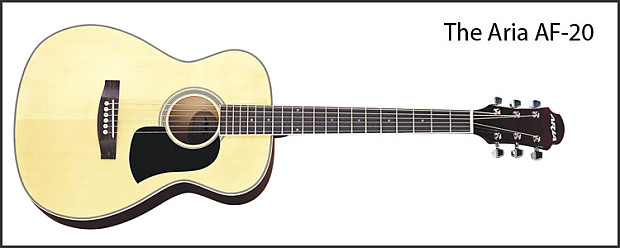 Aria AF-20-1/2 Half Size Acoustic Folk Guitar -- Natural image 1
