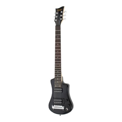 Hofner Deluxe Shorty Electric Travel Guitar w/ Gig Bag - Black image 2