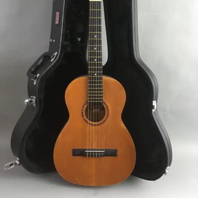 HSC Rare Vintage Giannini Trovador 1987 Lacquer Acoustic Folk Classical Guitar 3/4 Size + Foot Stool for sale