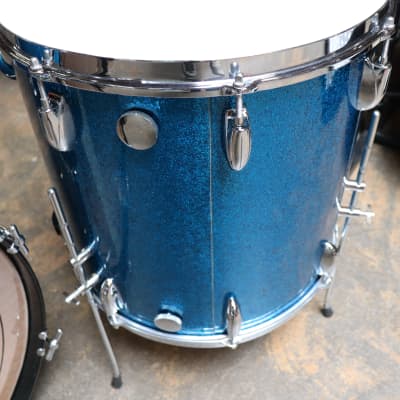 Gretsch Broadcaster 3pc Drum Set Kit Blue Sparkle Vintage 1950's 22/13/16" image 8